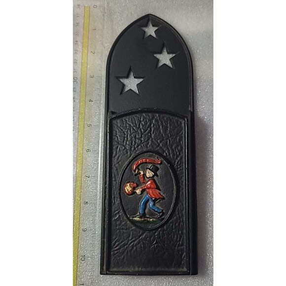 Vintage EMIC Black Cast Iron Match Holder  with Cut Out Stars 1344B wall mount - Picture 1 of 5